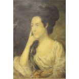 (XIX). Portrait study of an elegant seated young lady, unsigned, oil on canvas, framed, 75 x 62 cm