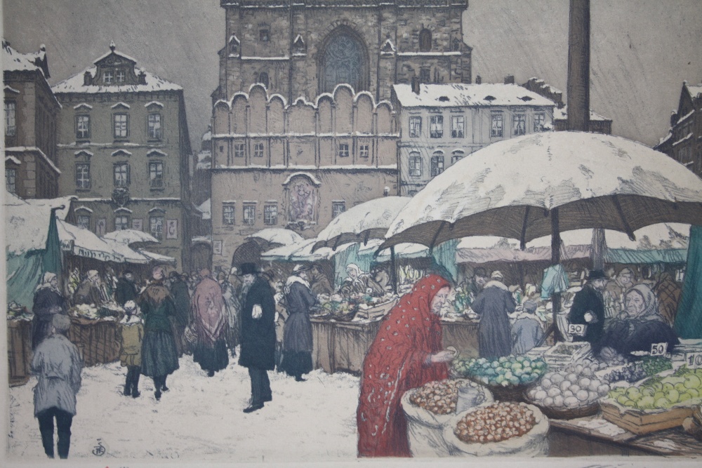 TAVIK FRANTISEK SIMON (1877-1942). Czechoslovakian school, continental town market scene with