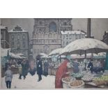 TAVIK FRANTISEK SIMON (1877-1942). Czechoslovakian school, continental town market scene with