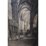 AXEL HERMAN HAIG (1835-1921). Interior scene of Canterbury Cathedral, signed lower left, etching,