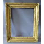 AN 18TH CENTURY GILT FRAME WITH EGG AND DART DESIGN TO OUTER EDGE, frame W 7 cm, rebate 62 x 48 cm