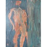 K.N. (XX). Impressionist figure study, signed with initials lower right, oil on board, framed, 34