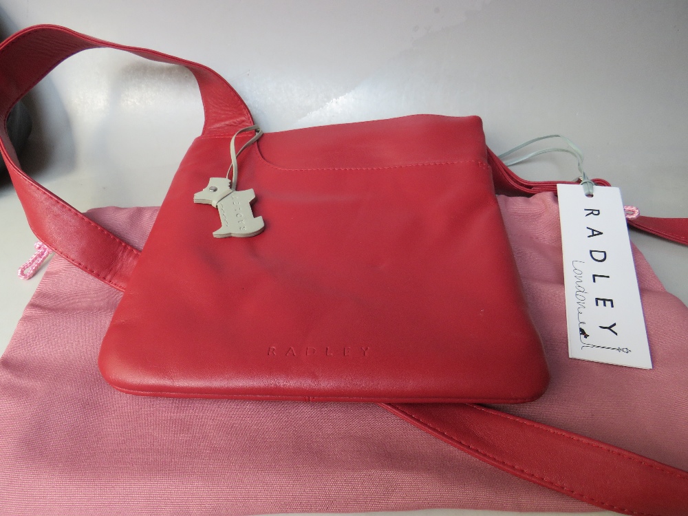 A RADLEY LEATHER CLASSIC CROSS BODY BAG, together with a black 'handbag' design bag, and a small ' - Image 6 of 7