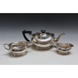 A HALLMARKED SILVER THREE PIECE TEA SERVICE BY COOPER BROTHERS & SONS LTD - SHEFFIELD 1930, approx