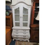 A CONTEMPORARY SHABBY CHIC FRENCH STYLE SHAPED CABINET H-218 W-95CM