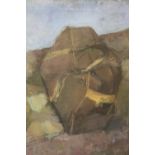 J.G. (XX). Impressionist study of a holdall travel bag, signed with initials lower left, oil on