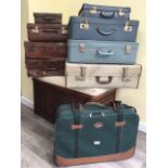 9 VINTAGE SUITCASES, OF VARIOUS SIZES AND AGE