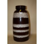 A LARGE RETRO WEST GERMAN CERAMIC STRIPED VASE, H 53 CM