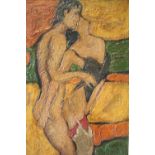 BLONDEL (XX). Impressionist study of a male and female embracing, signed lower right, oil on canvas,