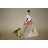 A ROYAL DOULTON ALEXANDRA HN3286 TOGETHER WITH A BESWICK GREENFINCH FIGURE