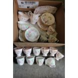 A BOX OF ROSLYN SWEET ROMANCE AND TUSCAN BUTTERFLY PATTERN CHINA