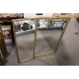 TWO GILT FRAMED WALL MIRRORS, 84 X 30 CM AND 57 X 82 CM