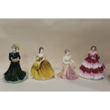 FOUR COALPORT LADIES OF FASHION FIGURINES - 'DAPHNE', 'LADY IN LACE', 'THERESA' AND 'HARMONY' (4)
