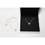 A BOXED PANDORA STYLE NECKLACE, TOGETHER WITH ANOTHER (2)