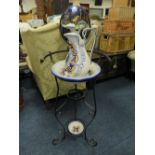 A FRENCH STYLE WASH STAND WITH PORCELAIN JUG & BOWL SET