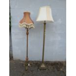 A MODERN CORINTHIAN COLUMN STYLE STANDARD LAMP WITH SHADE TOGETHER WITH ANOTHER EXAMPLE (2)