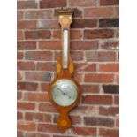 A MAHOGANY AND INLAID BAROMETER H-95 CM