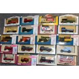 A TRAY OF BOXED DIE CAST MODEL TOY CARS AND VEHICLES TO INCLUDE LLEDO, DAYS GONE BY, ETC. (APPROX.