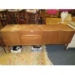 A RETRO 'A.H. McINTOSH & Co Ltd' TEAK SIDEBOARD IN NEED OF RESTORATION H-81 W-202 CM A/F