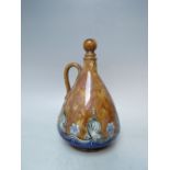 A LATE 19TH / EARLY 20TH CENTURY DOULTON LAMBETH STONEWARE LIQUEUR FLASK FOR JAMES BURROUGH LTD,