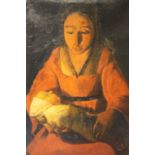 (XX). Continental school portrait study of a seated mother and child, indistinctly signed upper