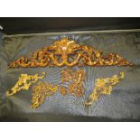 A LARGE GILT PIERCED SURMOUNT L-127 CM WITH FOUR SMALLER GILT PANELS(5)