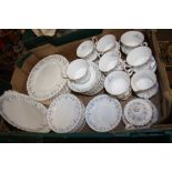 A TRAY OF ROYAL ALBERT MEMORY LANE CHINA TO INCLUDE DINING PLATES, TRIOS ETC.