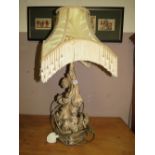 A LARGE ROCOCO STYLE TABLE LAMP WITH SHADE - OVERALL H-70 CM