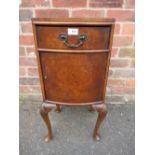 A SMALL CIRCA 1930'S WALNUT CUPBOARD W-37 CM - S/D *WITH OLD WORM DAMAGE*