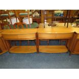 A PAIR OF 'NATHAN' MODERN TEAK SIDEBOARDS WITH TWO DRAWERS H-81 W-103 D-40 CM (2)