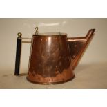 A VINTAGE COPPER AND BRASS WATERING CAN, LENGTH SPOUT TO HANDLE 36.5 CM