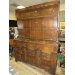 AN OAK WELSH STYLE DRESSER W-153 CM A/F - MARKED TO THE TOP