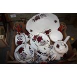 A TRAY OF COLCLOUGH 7908 ROSE PATTERN CHINA