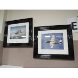 A PAIR OF MODERN BLACK FRAMED AVIATION PICTURES 60 X 67 CM (2)