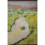 SARDI (XX). Continental school, impressionist mountainous river landscape with village, signed lower