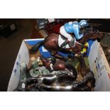 A COLLECTION OF HORSE FIGURES TO INCLUDE A SMALL BESWICK HORSE