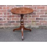 A 19TH CENTURY MAHOGANY PEDESTAL TABLE, the fixed circular top supported on a turned column and
