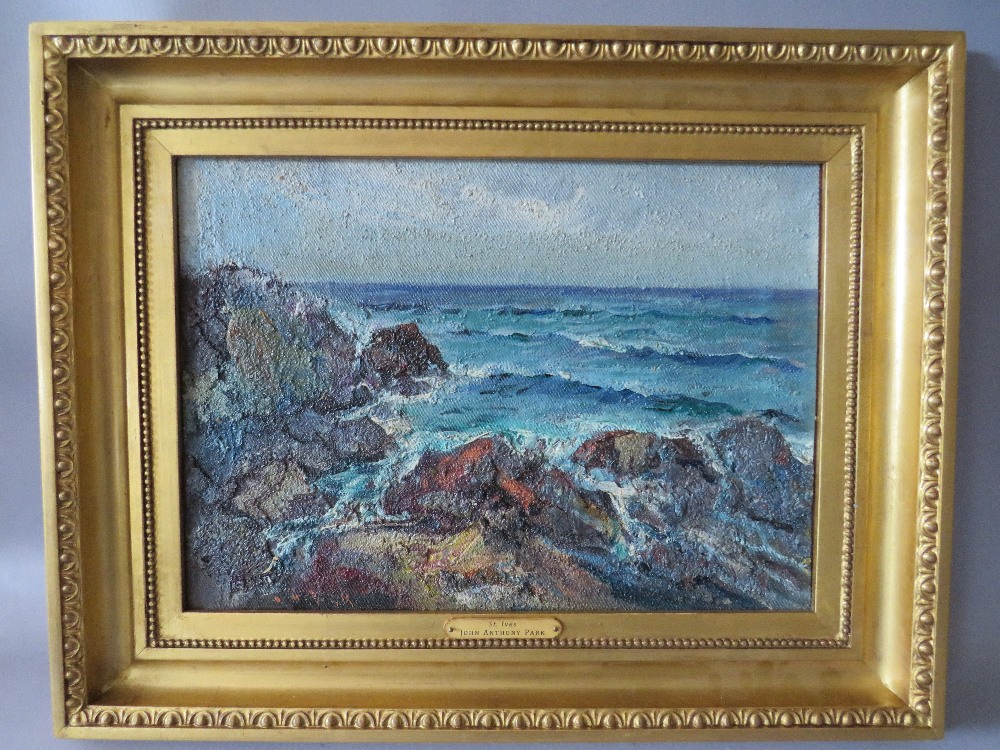 CIRCLE OF JOHN ANTHONY PARK (180-1962). Rocky coastal scene at St Ives, bears signature lower - Image 2 of 5