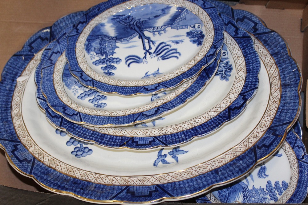 THREE TRAYS OF BLUE AND WHITE BOOTHS REAL OLD WILLOW PATTERN CHINA - Image 2 of 7