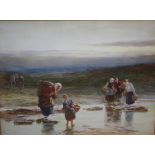 ROBERT CARRICK (c.1829-1904). Mussel gathering, signed lower left and dated 1877, watercolour,