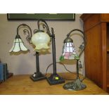 THREE CONTEMPORARY TIFFANY STYLE TABLE LAMPS (3)