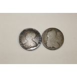 A 1708 SILVER CROWN TOGETHER WITH ANOTHER