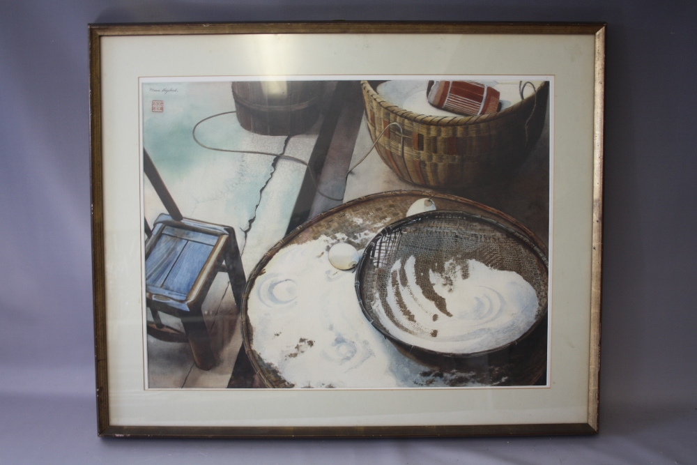 MARIE SHEPHERD (XX). Still life study of various kitchen items, signed and bearing Oriental - Image 2 of 6