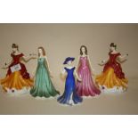 A SELECTION OF ROYAL DOULTON FIGURES TO INCLUDE EMERALD. RUBY AND BELLE, ONE A/F