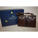 A VINTAGE BOXED MAPPIN AND WEBB SNAKESKIN HANDBAG