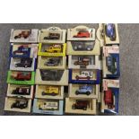 A TRAY OF BOXED DIE CAST MODEL TOY CARS AND VEHICLES TO INCLUDE DAYS GONE BY, 7-UP COLLECTABLES ,