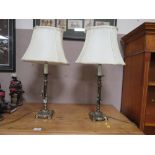 A PAIR OF CONTEMPORARY TABLE LAMPS WITH SHADES (2)