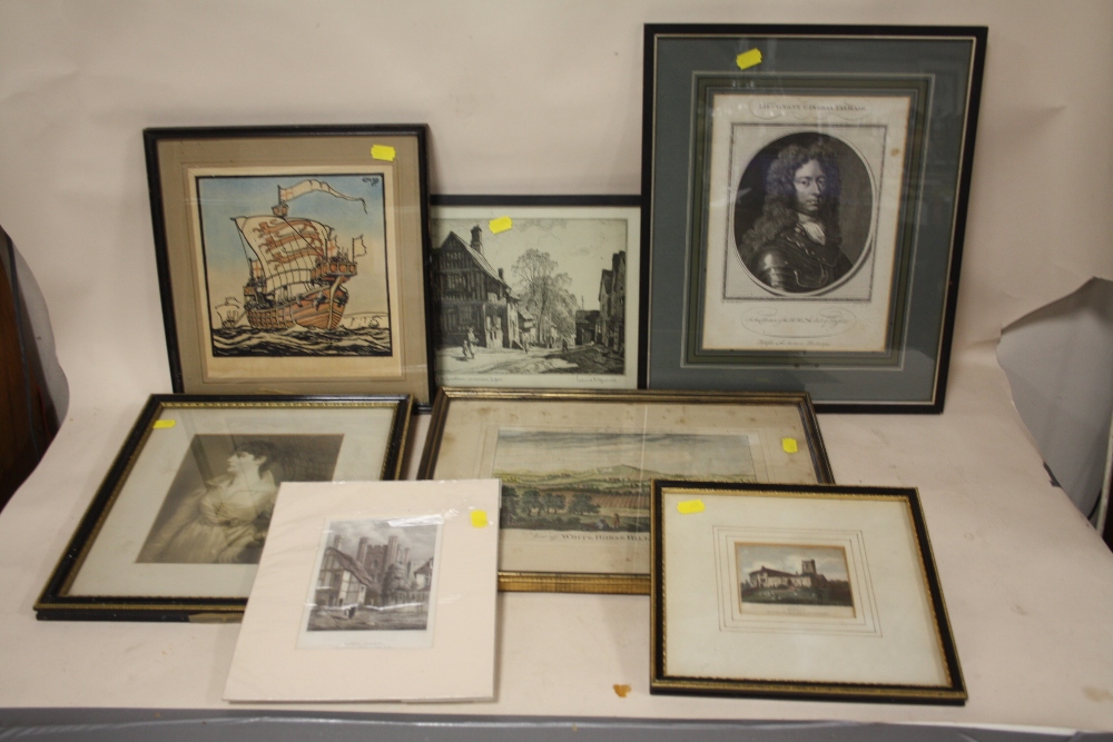 A COLLECTION OF ENGRAVINGS TO INCLUDE A PORTRAIT ENGRAVING OF LIEUTENANT GENERAL TALMASH, WHITE