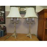 A PAIR OF CONTEMPORY TABLE LAMPS AND SHADES , OVERALL H-75 CM