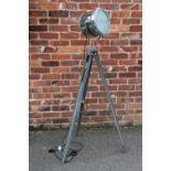 A MODERN CHROME EFFECT TRIPOD LAMP